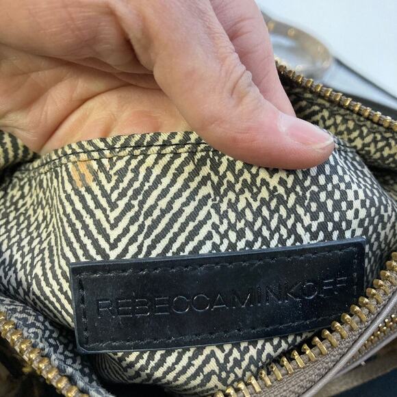 REBECCA MINKOFF TAUPE LEATHER GOLD STUD CROSSBODY BAG( ASIS) - Picture 12 of 16